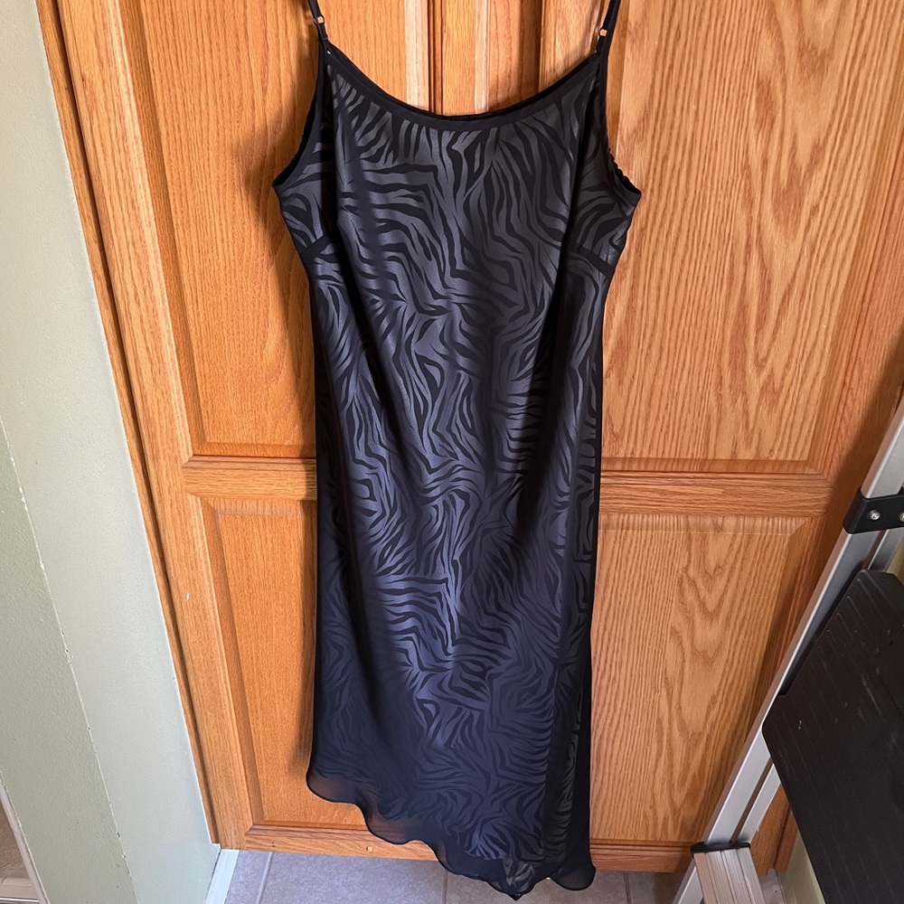 Venezia Elegant Black Zebra Print Slip Dress 14/16